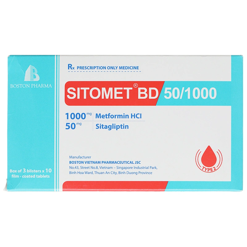 Sitomet BD 50/1000 hỗ trợ kiểm soát đường huyết ở bệnh nhân đái tháo đường (3 vỉ x 10 viên) - 2